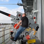 Tim tries out the big gun.