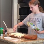 Making lasagna for dinner.