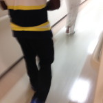 Radiation therapists called staff to join us as we paraded down the hall.