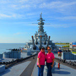Cindy and Dawn on the bow of the USS Alabama